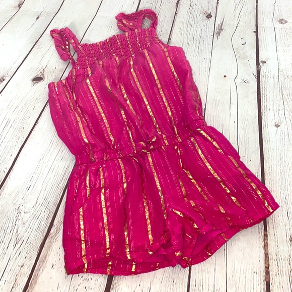 Cat & Jack Pink and Metallic Gold Ruffled Jumper/Romper - Picture 6 of 6
